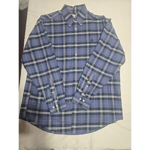 Brooks Brothers Shirt Mens L Madison‎ Blue  Plaid Button Down